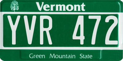 VT license plate YVR472