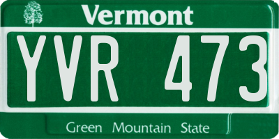 VT license plate YVR473