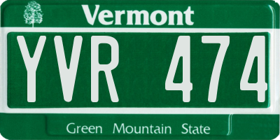 VT license plate YVR474