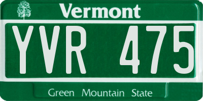 VT license plate YVR475