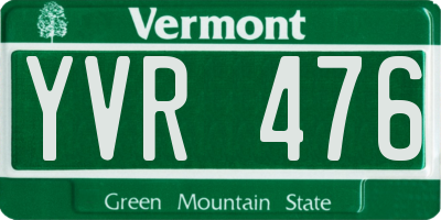 VT license plate YVR476