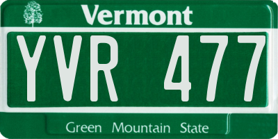 VT license plate YVR477