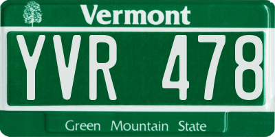 VT license plate YVR478