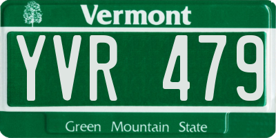 VT license plate YVR479