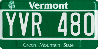 VT license plate YVR480