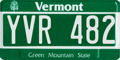 VT license plate YVR482