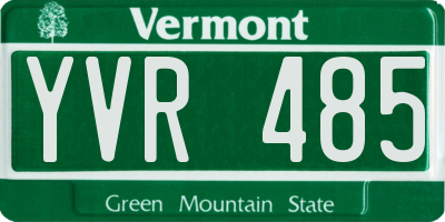 VT license plate YVR485