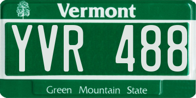 VT license plate YVR488