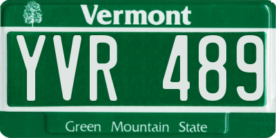 VT license plate YVR489
