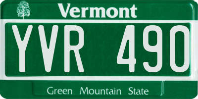 VT license plate YVR490