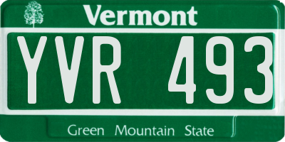 VT license plate YVR493