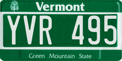 VT license plate YVR495