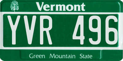 VT license plate YVR496
