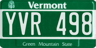 VT license plate YVR498