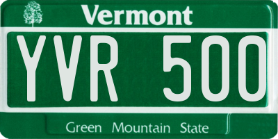 VT license plate YVR500