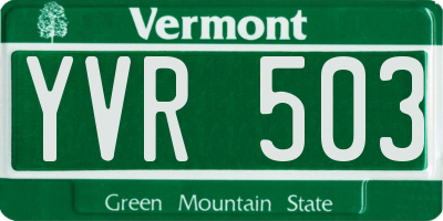 VT license plate YVR503