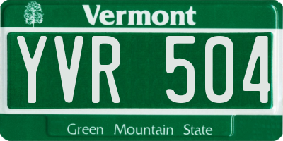 VT license plate YVR504