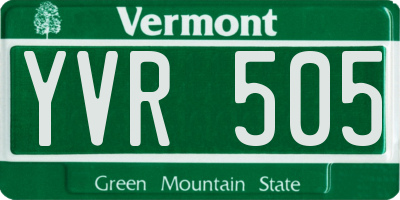 VT license plate YVR505
