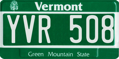 VT license plate YVR508