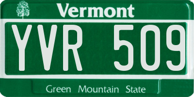 VT license plate YVR509