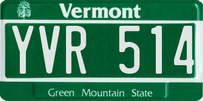 VT license plate YVR514