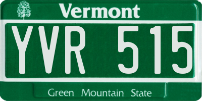 VT license plate YVR515