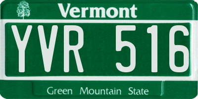 VT license plate YVR516