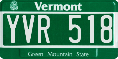 VT license plate YVR518