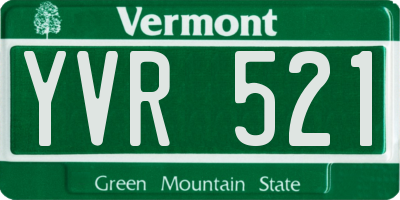 VT license plate YVR521