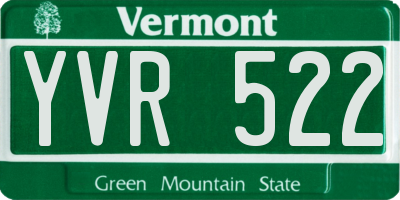 VT license plate YVR522