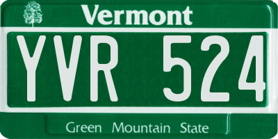 VT license plate YVR524
