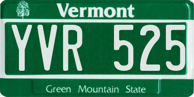 VT license plate YVR525
