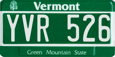 VT license plate YVR526