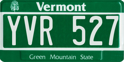 VT license plate YVR527