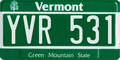 VT license plate YVR531