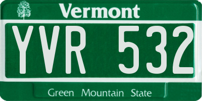 VT license plate YVR532