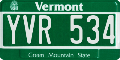 VT license plate YVR534