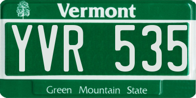 VT license plate YVR535