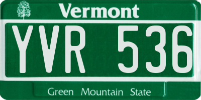 VT license plate YVR536