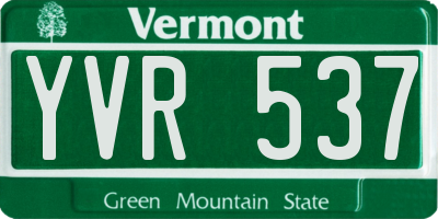 VT license plate YVR537
