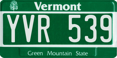 VT license plate YVR539