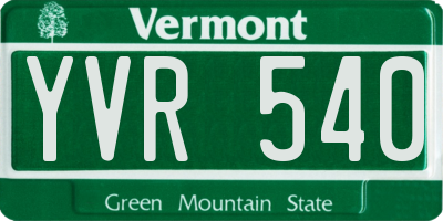 VT license plate YVR540