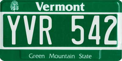 VT license plate YVR542