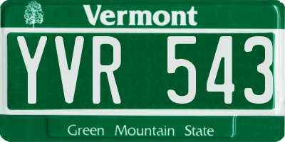 VT license plate YVR543