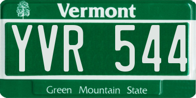 VT license plate YVR544