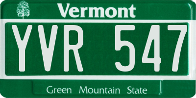 VT license plate YVR547