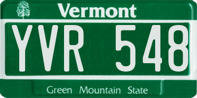 VT license plate YVR548
