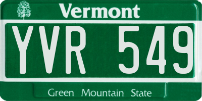 VT license plate YVR549