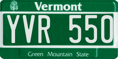 VT license plate YVR550