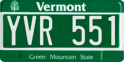 VT license plate YVR551